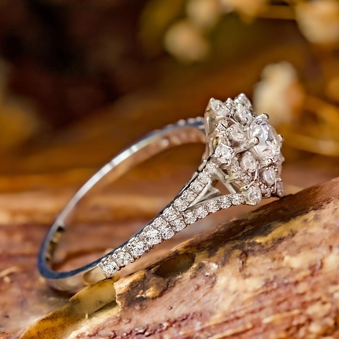Snowflake CZ Diamond Engagement Ring for Weddings